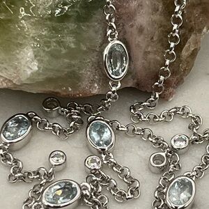 Elegant 4.50 CT. Natural AQUAMARINE NECKLACE Sterling Silver Genuine Gemstones